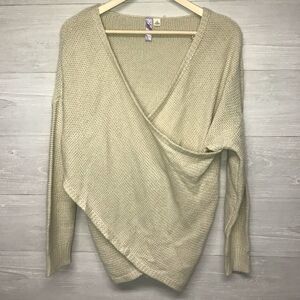 Alya | Cream Colored Knit Crossover Detail Sweater
